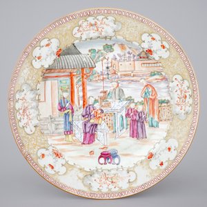 A Chinese export porcelain Mandarin pattern bowl and a dish, Qianlong, 18th C. — foto 2