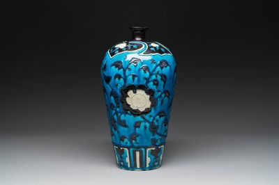 A Chinese Fahua 'meiping' vase with lotus scrolls, Ming