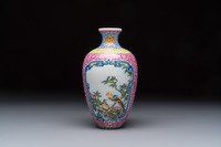 A Chinese falangcai 'Birds among Flowering Branches' vase, Qianlong mark, Republic