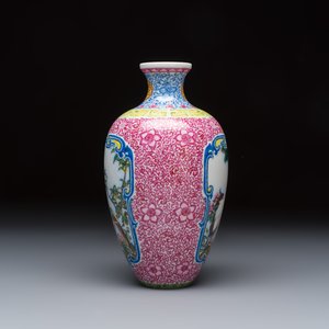 A Chinese falangcai 'Birds among Flowering Branches' vase, Qianlong mark, Republic — photo 2