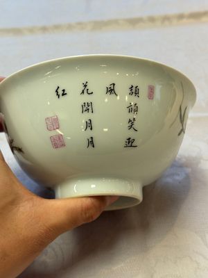 A Chinese falangcai 'Birds and Peonies' bowl, Yongzheng mark, Republic — foto 4