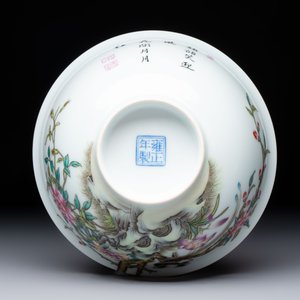 A Chinese falangcai 'Birds and Peonies' bowl, Yongzheng mark, Republic — foto 7