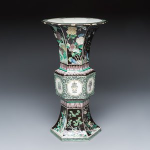 A Chinese famille noire 'Gu' vase — photo 1