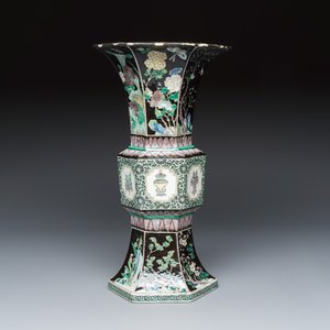 A Chinese famille noire 'Gu' vase — photo 2