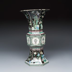 A Chinese famille noire 'Gu' vase — photo 5