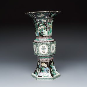 A Chinese famille noire 'Gu' vase — photo 6