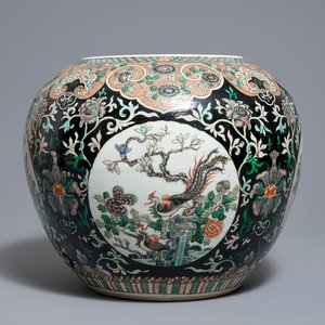A Chinese famille noire jardinière on stand, 19th C. — 照片 5