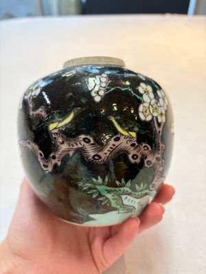 A Chinese famille noire 'prunus blossom' jar and a famille verte 'flying horses' jar, 19th C. — photo 11