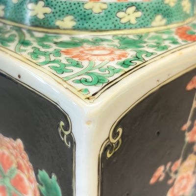 A Chinese famille noire square vase with birds among flowering branches — photo 9