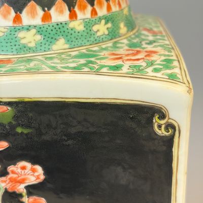 A Chinese famille noire square vase with birds among flowering branches — photo 10