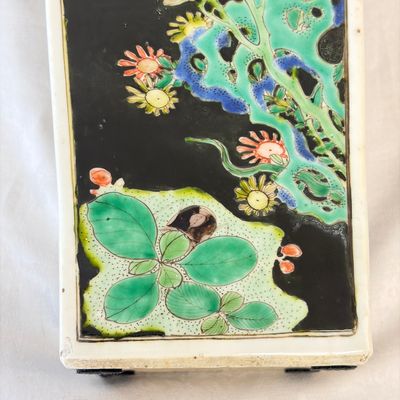 A Chinese famille noire square vase with birds among flowering branches — photo 14