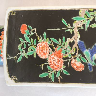 A Chinese famille noire square vase with birds among flowering branches — photo 15