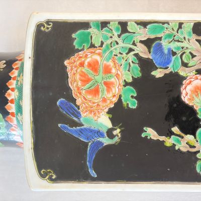 A Chinese famille noire square vase with birds among flowering branches — photo 18