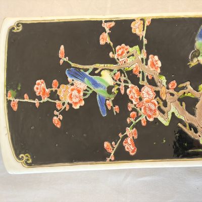 A Chinese famille noire square vase with birds among flowering branches — photo 21