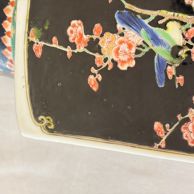 A Chinese famille noire square vase with birds among flowering branches — photo 22