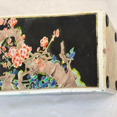 A Chinese famille noire square vase with birds among flowering branches — photo 23