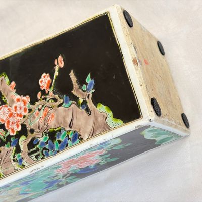 A Chinese famille noire square vase with birds among flowering branches — photo 24