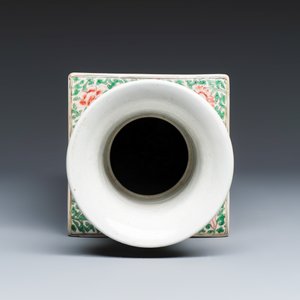 A Chinese famille noire square vase with birds among flowering branches — photo 6