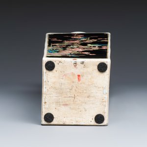 A Chinese famille noire square vase with birds among flowering branches — photo 7