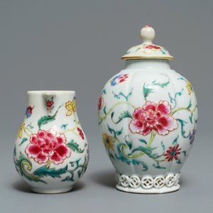 A Chinese famille rose 15-piece tea service with floral design, Qianlong — photo 20