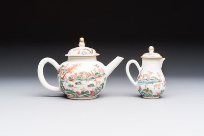 A Chinese famille rose 17-piece 'Deer and Scholars' tea service, Qianlong — 照片 12