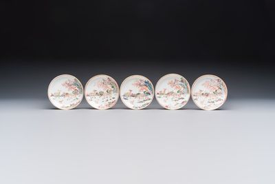 A Chinese famille rose 17-piece 'Deer and Scholars' tea service, Qianlong — 照片 16