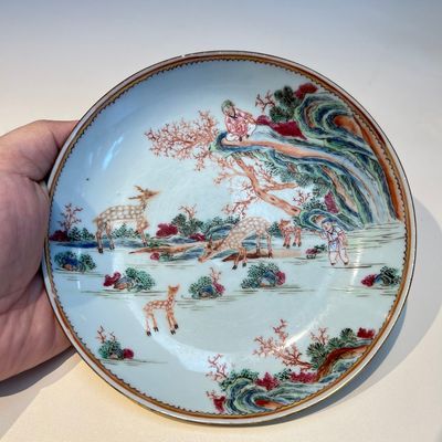 A Chinese famille rose 17-piece 'Deer and Scholars' tea service, Qianlong — 照片 24