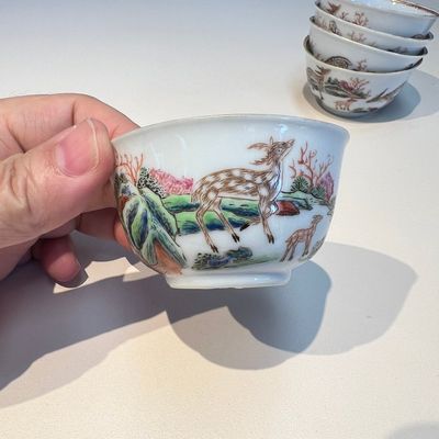 A Chinese famille rose 17-piece 'Deer and Scholars' tea service, Qianlong — 照片 30