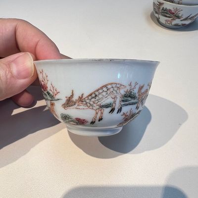A Chinese famille rose 17-piece 'Deer and Scholars' tea service, Qianlong — 照片 36