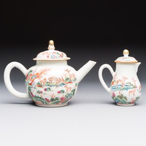 A Chinese famille rose 17-piece 'Deer and Scholars' tea service, Qianlong — 照片 12