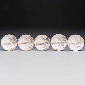 A Chinese famille rose 17-piece 'Deer and Scholars' tea service, Qianlong — 照片 16