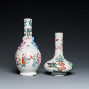 A Chinese famille rose '18 Luohan' bottle vase and a famille verte vase, Kangxi mark, 19th C. — photo 4