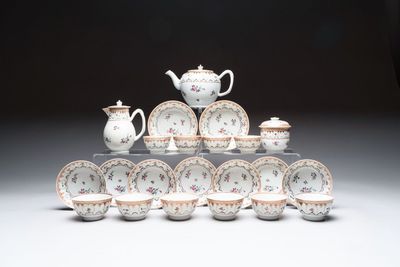 A Chinese famille rose 22-piece tea service with floral design, Qianlong