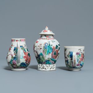 A Chinese famille rose 27-piece tea service with landscape design, Yongzheng/Qianlong — photo 25