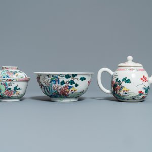 A Chinese famille rose 27-piece tea service with landscape design, Yongzheng/Qianlong — photo 28