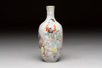 A Chinese famille rose and grisaille 'Zhongkui' vase, Daoguang mark, 20th C.