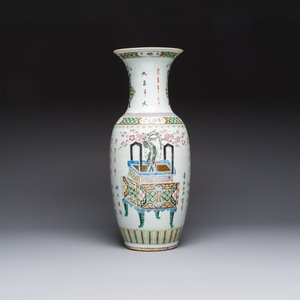 A Chinese famille rose 'Antiquities' vase, signed Zha Bing He Shi 查炳和氏, 19th C. — 照片 3