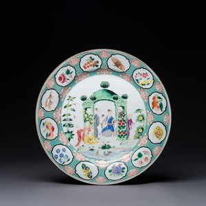 A Chinese famille rose 'arbor' plate after a design by Cornelis Pronk, Qianlong — 照片 1