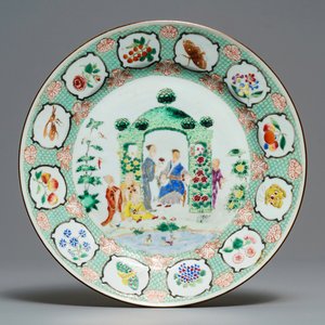 A Chinese famille rose 'Arbour' dish after Cornelis Pronk, Qianlong, ca. 1740 — photo 1