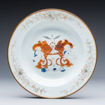 A Chinese famille rose armorial plate with the arms of Valckenier of Amsterdam for the Dutch market, Qianlong, ca. 1735–40