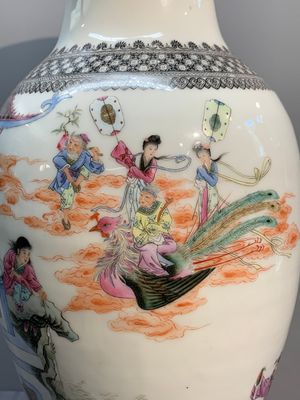 A Chinese famille rose 'Ba Xian Zhu Shou 八仙祝壽' vase, Qianlong mark, 20th C. — photo 8