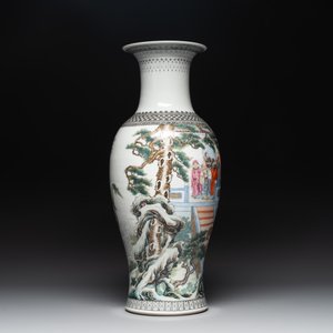 A Chinese famille rose 'Ba Xian Zhu Shou 八仙祝壽' vase, Qianlong mark, 20th C. — photo 4
