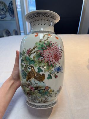 A Chinese famille rose 'birds among flowering branches' vase, Qianlong mark, Republic — photo 1