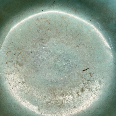 A Chinese famille rose blue-ground 'Baragon Tumed' octagonal bowl — photo 8