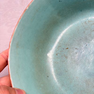 A Chinese famille rose blue-ground 'Baragon Tumed' octagonal bowl — photo 9
