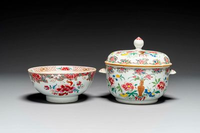 A Chinese famille rose bowl and a covered tureen, Yongzheng/Qianlong