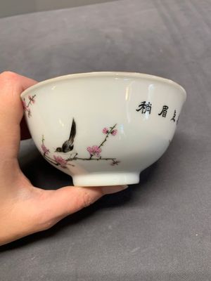 A Chinese famille rose bowl with birds amongst branches, 20th C. — 照片 7