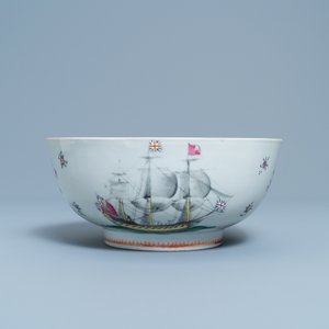 A Chinese famille rose bowl with British merchant navy ships, Qianlong — 照片 4