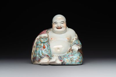 A Chinese famille rose Buddha, Xue Changsen 薛長森 mark, Republic