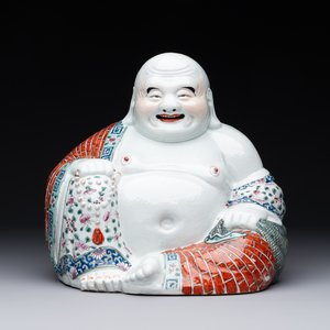A Chinese famille rose Buddha, Zhu Mao Ji Zao 朱茂記造 mark, Republic — foto 1